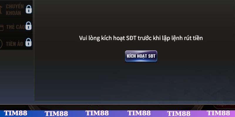 Kích hoạt sđt để rút tiền